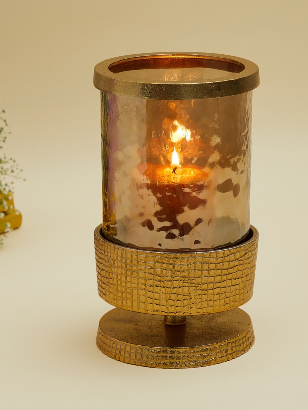 

Home Centre Gold-Toned Solid Candle Holders With Stand