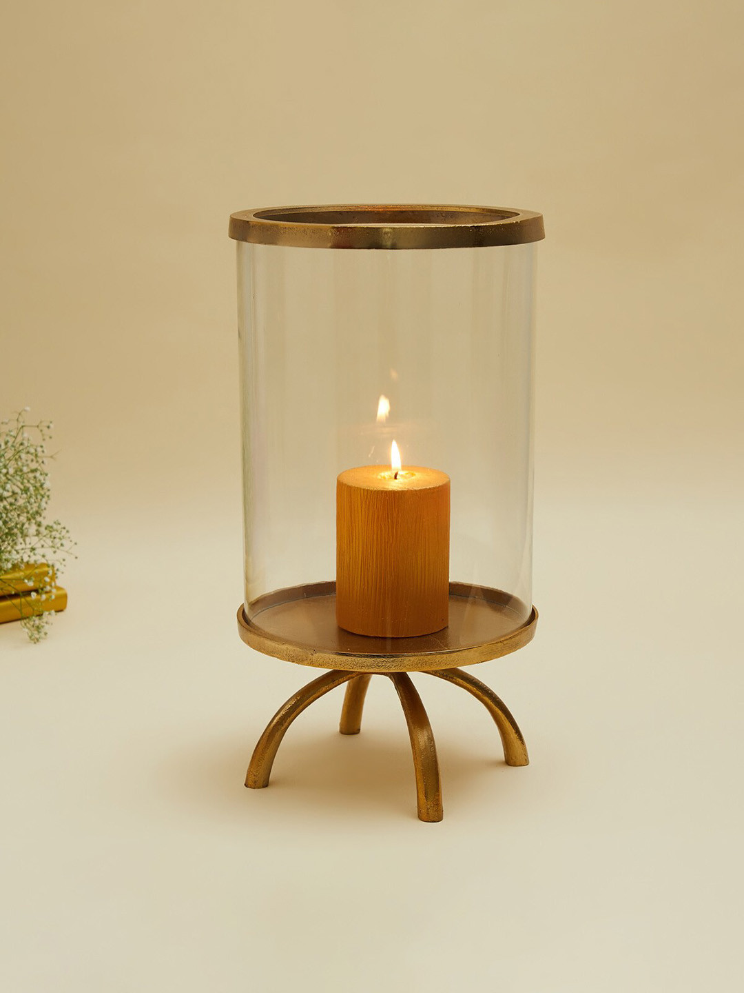 

Home Centre Gold-Toned Solid Candle Holders With Stand