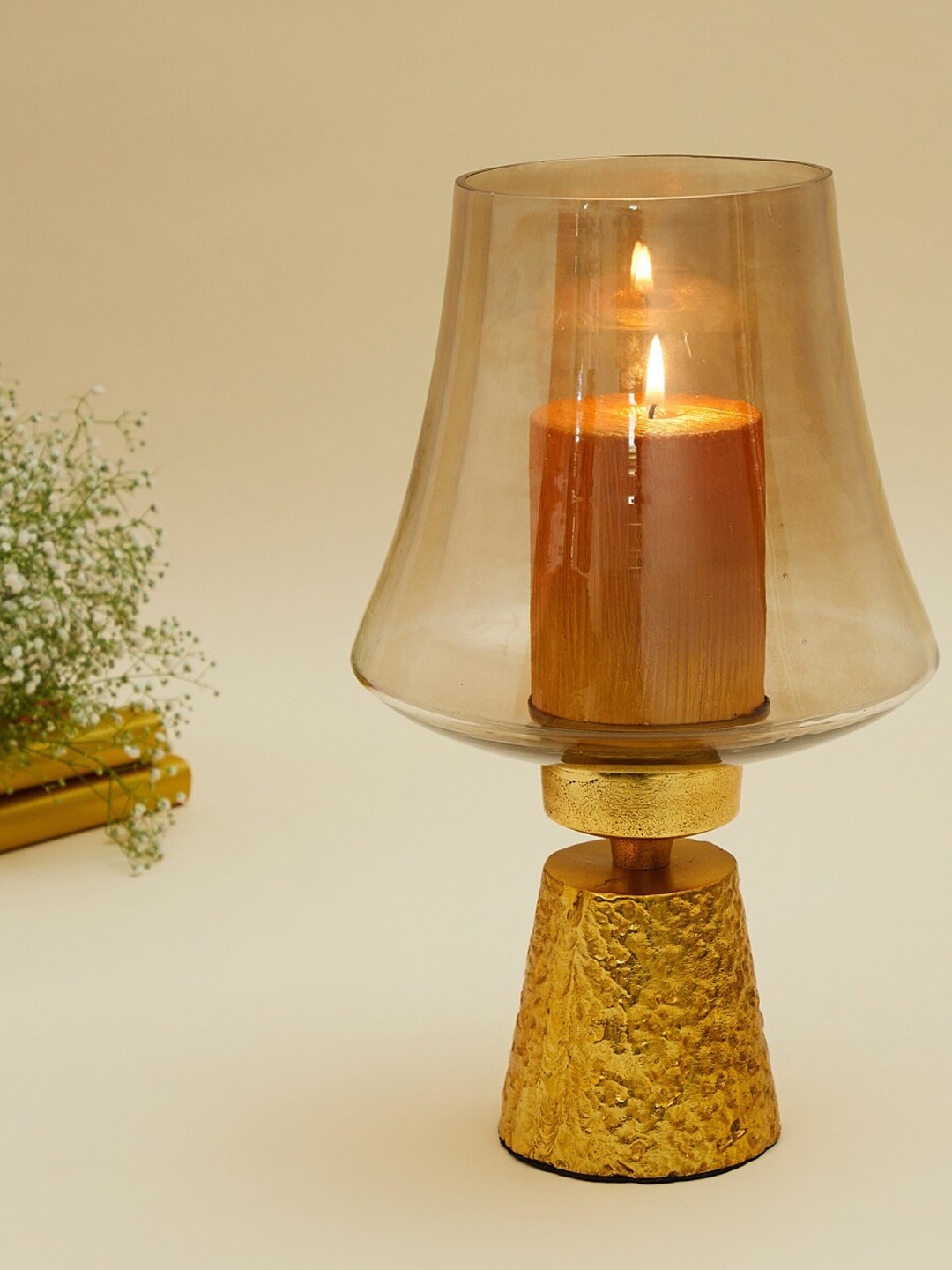 

Home Centre Gold-Toned Solid Candle Holders With Stand