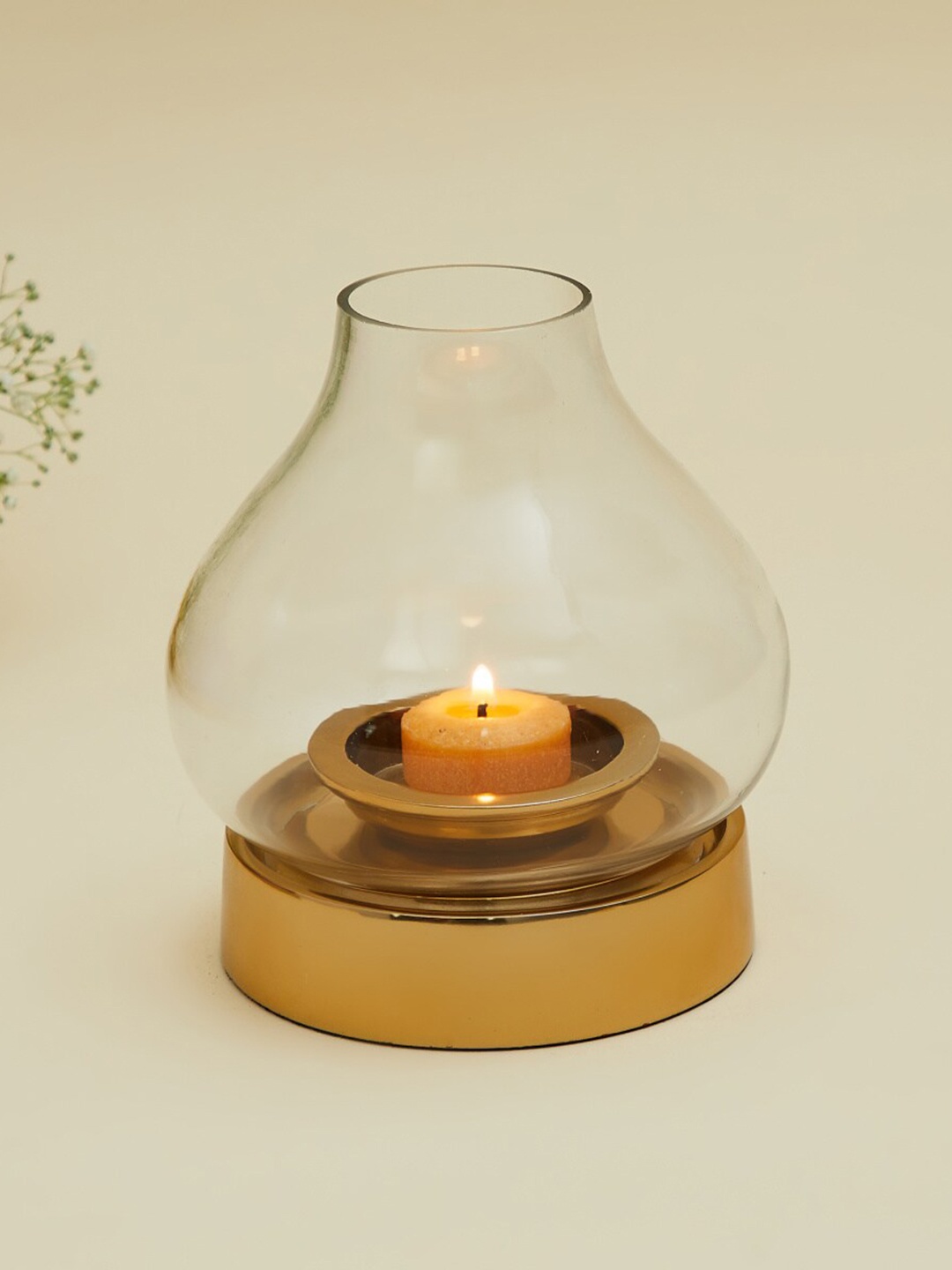 

Home Centre Gold-Toned Solid Hurricane Candle Holders