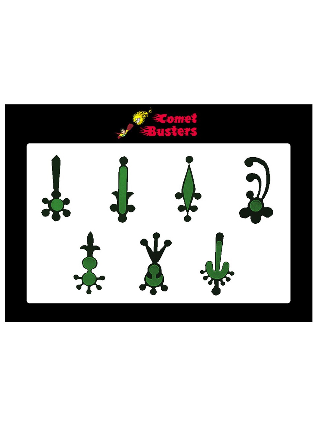 

Comet Busters 7 Pcs Reusable Designer Bindis - Black & Green