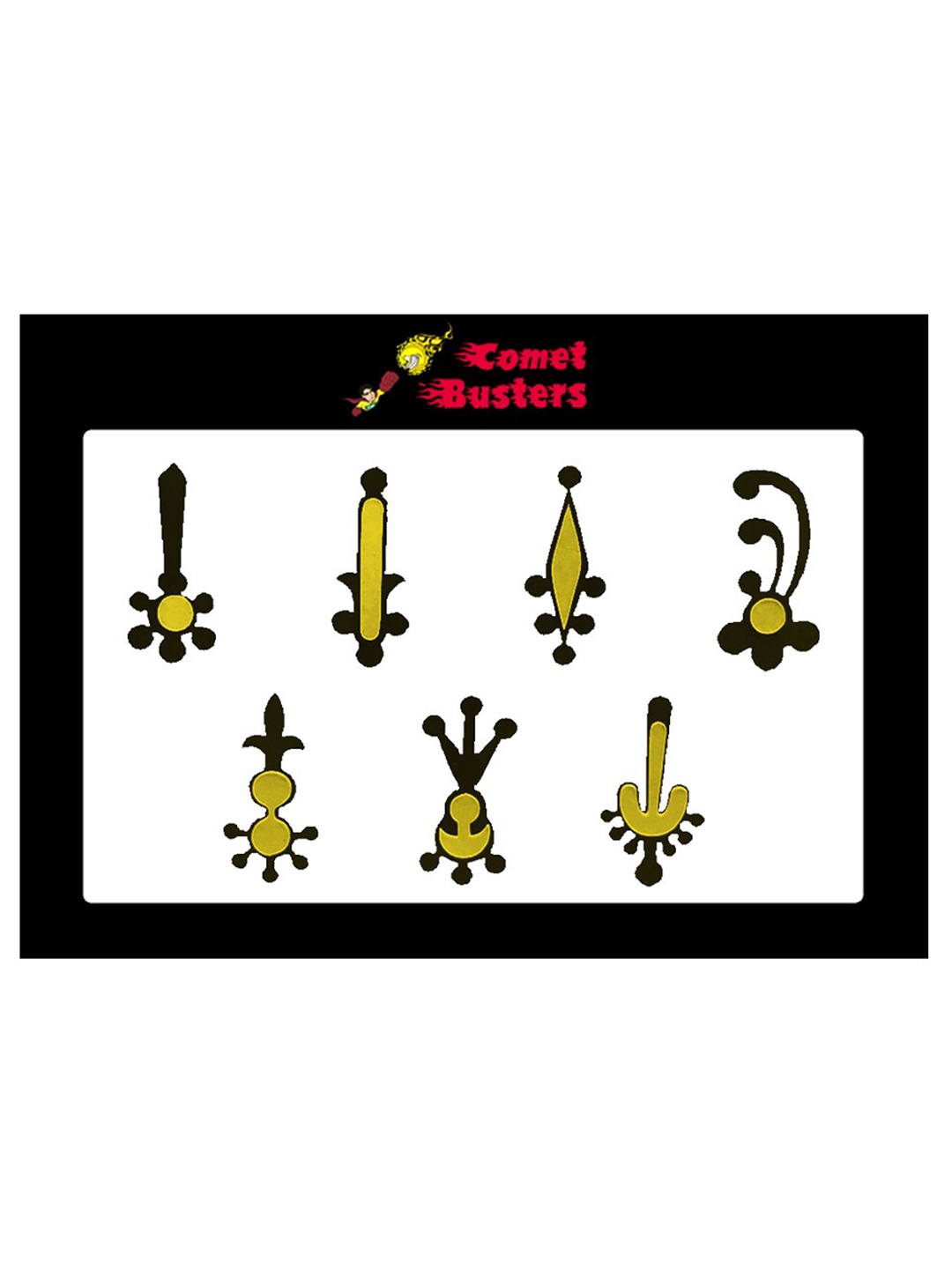 

Comet Busters 7 Pcs Reusable Designer Bindis - Black & Yellow