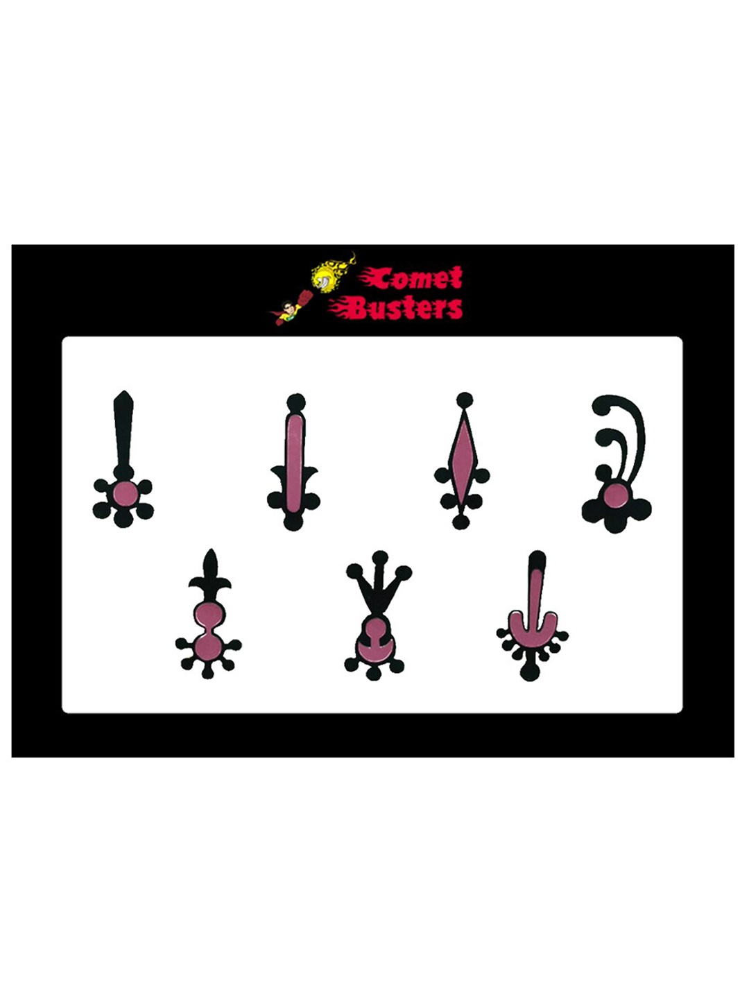 

Comet Busters 7 Pcs Reusable Designer Bindis - Black & Mauve