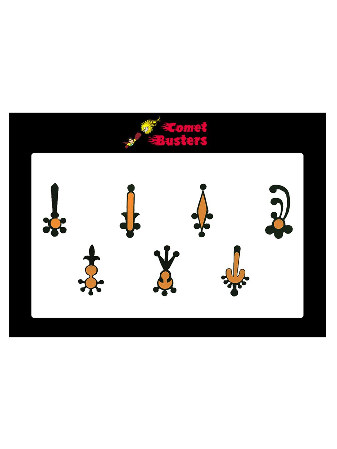 

Comet Busters 7 Pcs Reusable Designer Bindis - Black & Orange