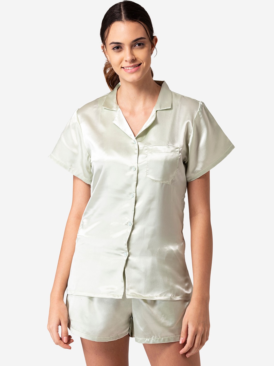 

Bellofox Women Light Green Solid Night suit