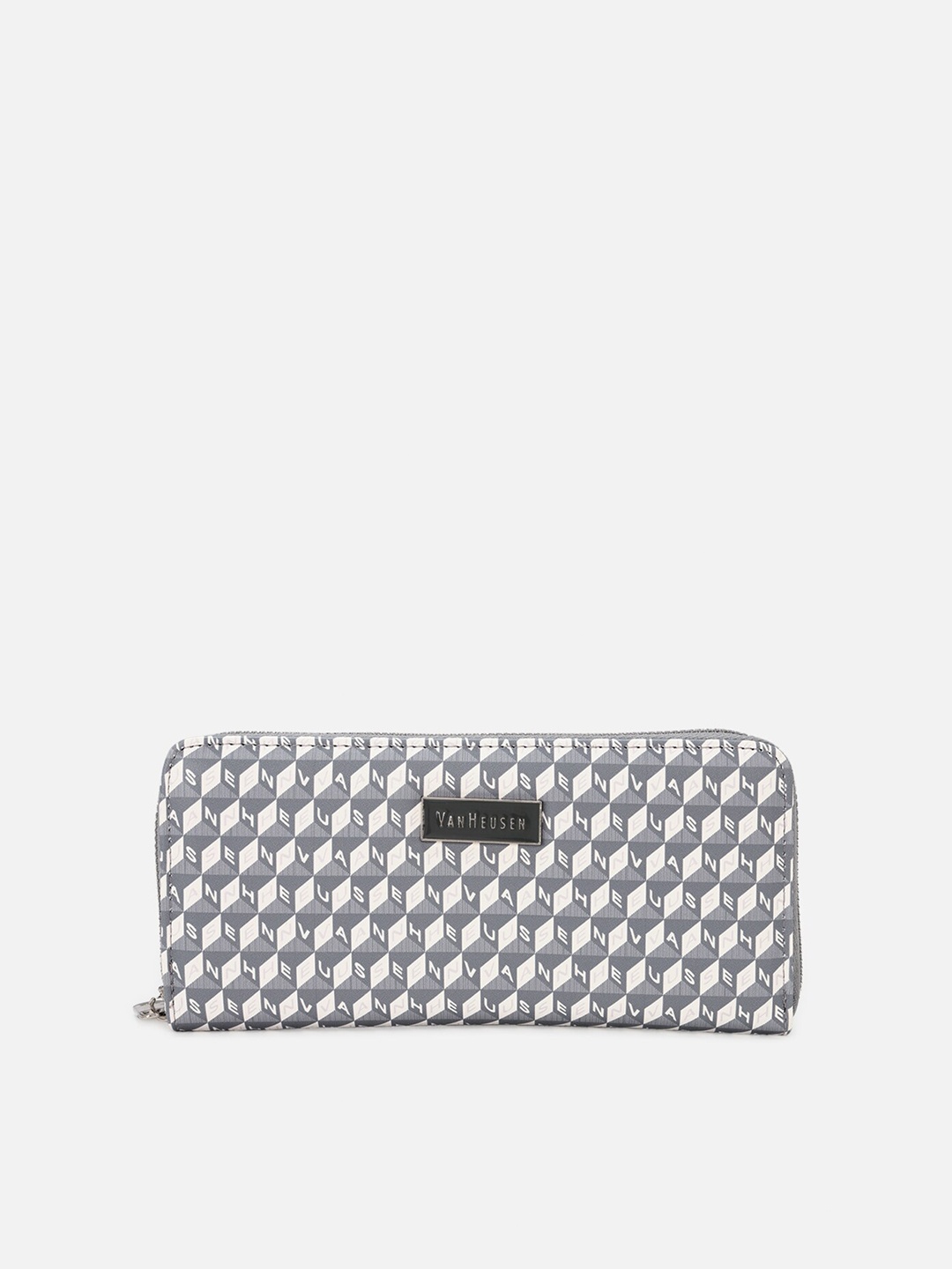 

Van Heusen Woman Women Geometric Printed PU Zip Around Wallet, Grey