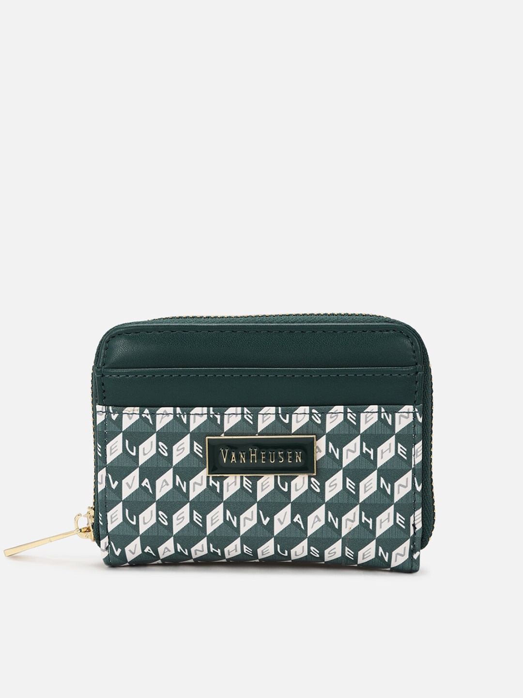 

Van Heusen Woman Women Geometric Printed PU Zip Around Wallet, Green