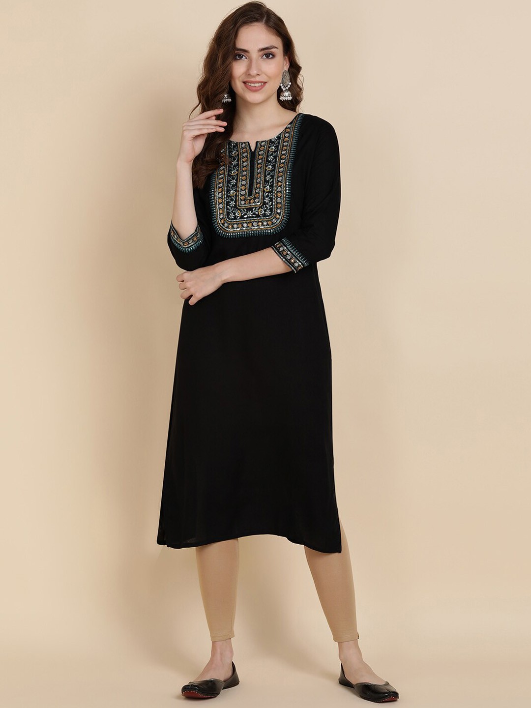 

JAIPUR PRIME Women Black Yoke Design Kurta