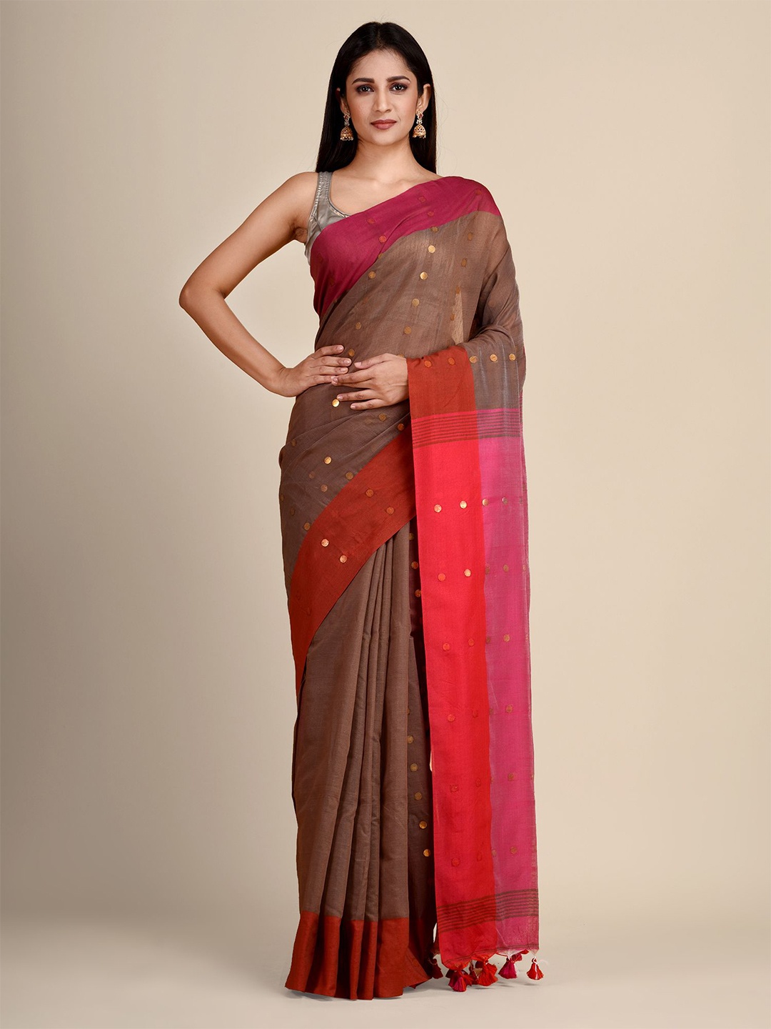 

Arhi Grey & Pink Zari Saree