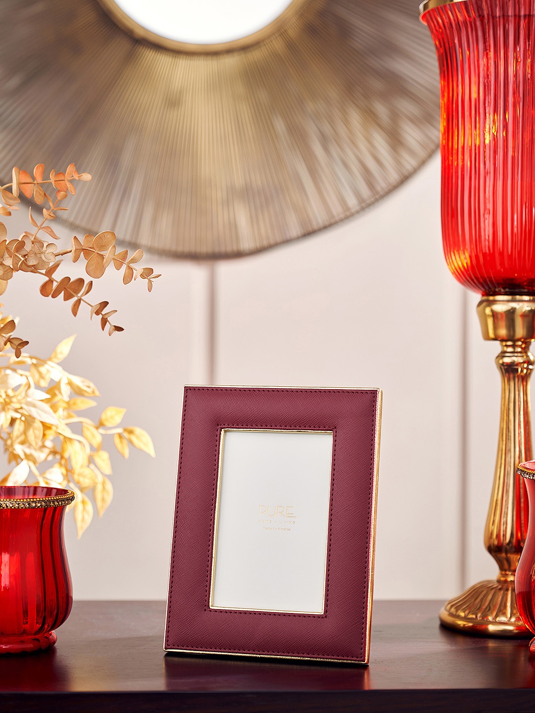 

Pure Home and Living Red Solid Leather Photo Frame