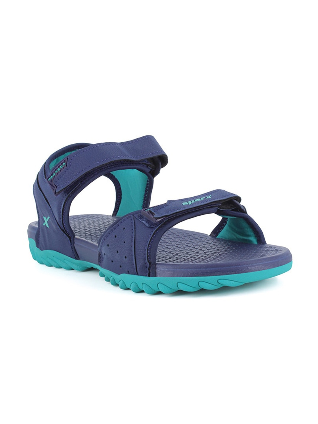 

Sparx Women Navy Blue & Green Solid Floater Sandals