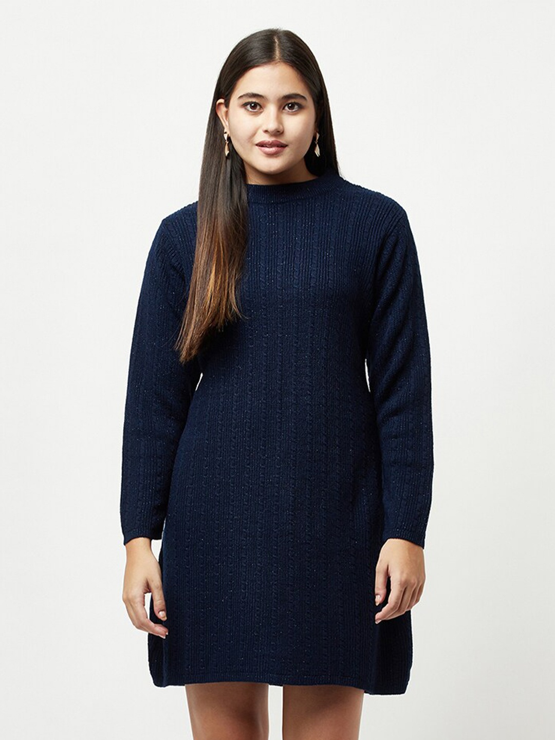 

Knitstudio Women Navy Blue Wool A-Line Dress