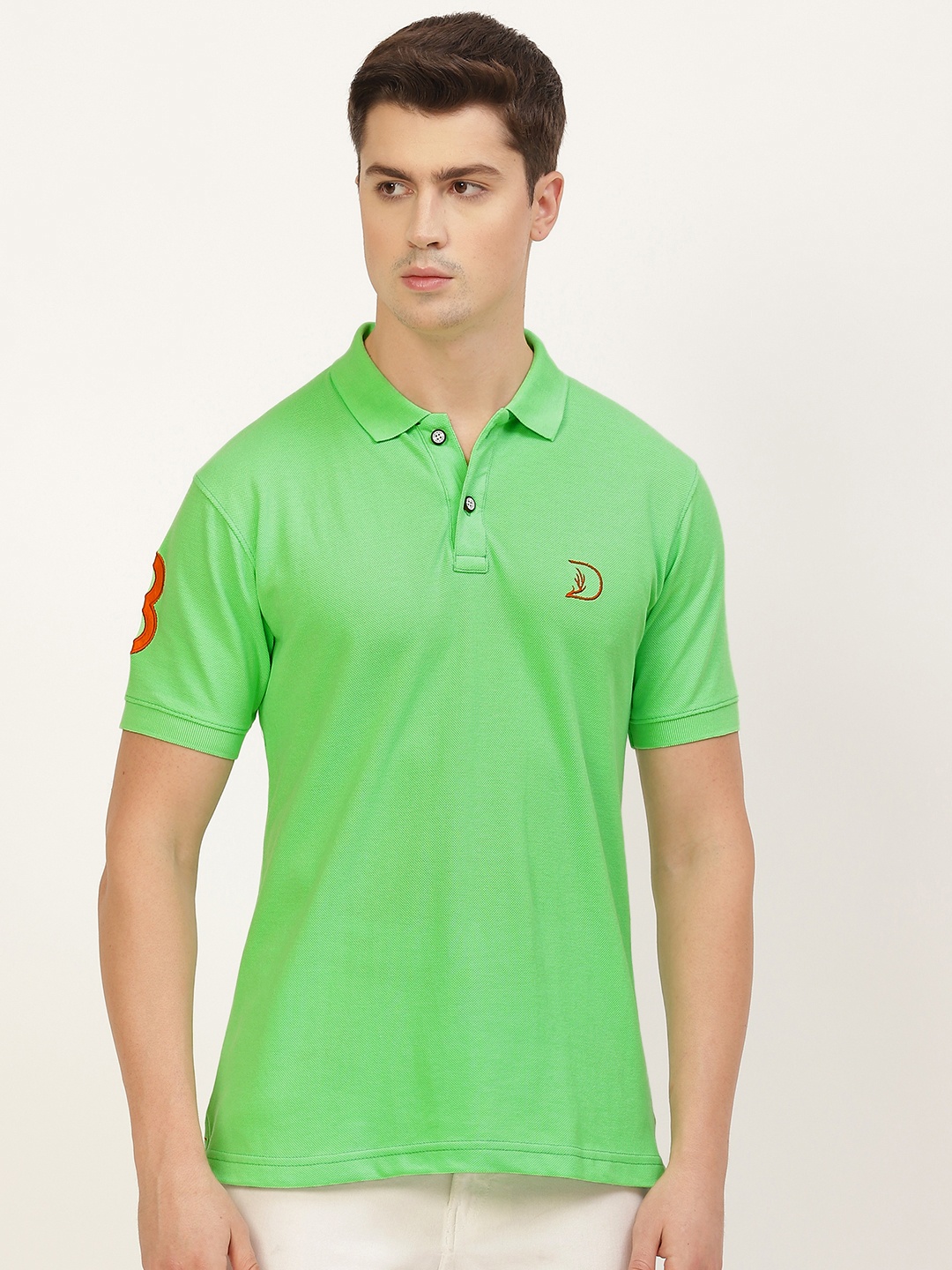 

PORTBLAIR Men Green Pique Polo Collar T-shirt