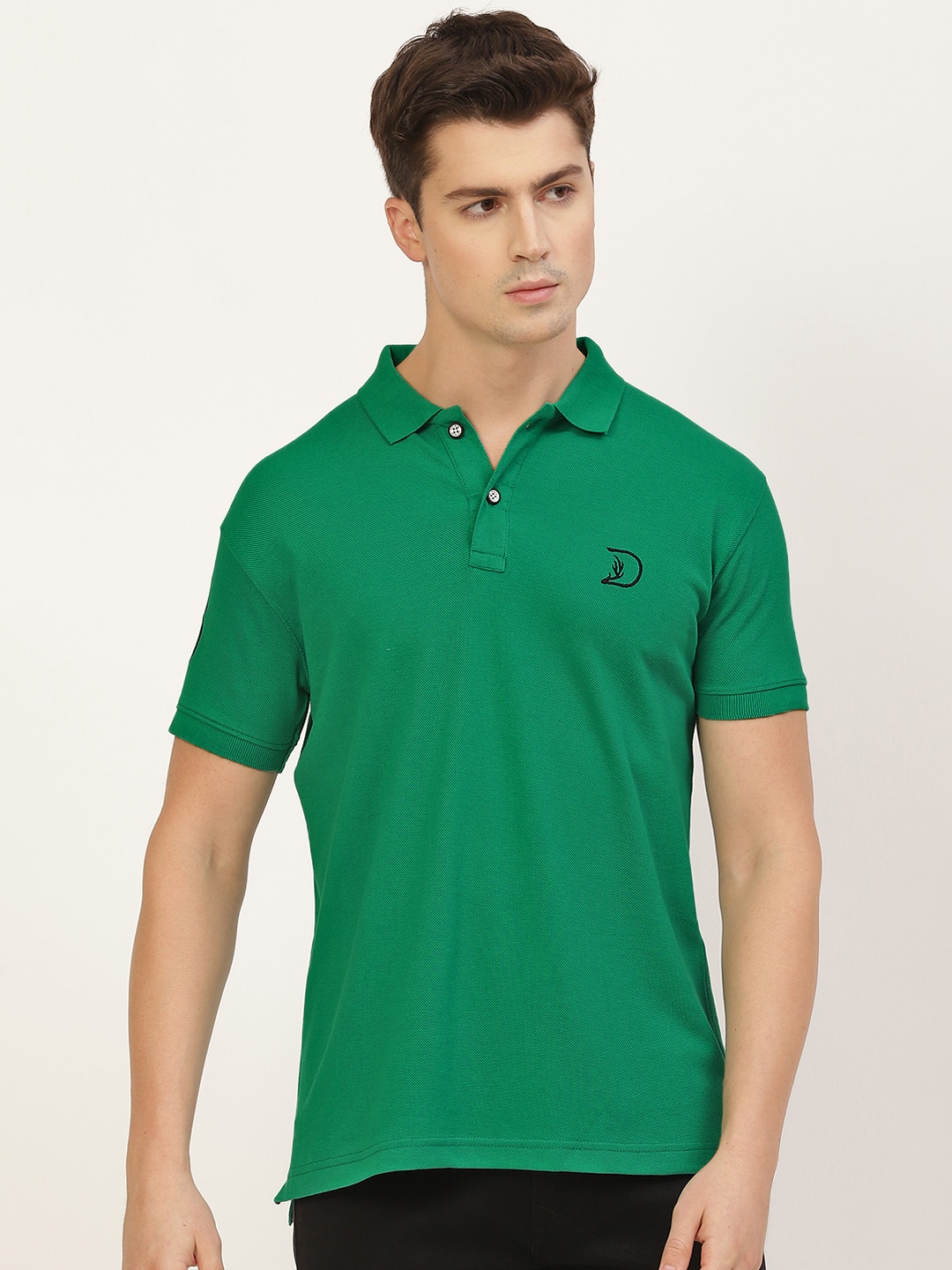 

PORTBLAIR Men Green Pique Polo Collar T-shirt
