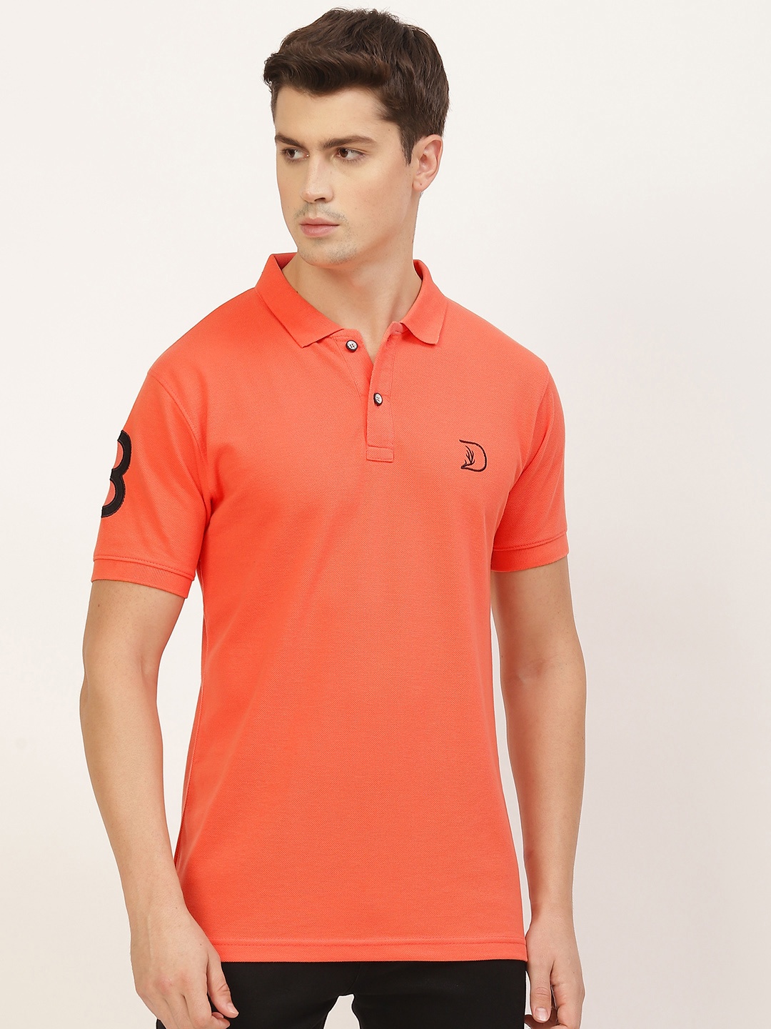 

PORTBLAIR Men Peach-Coloured Pique Polo Collar T-shirt