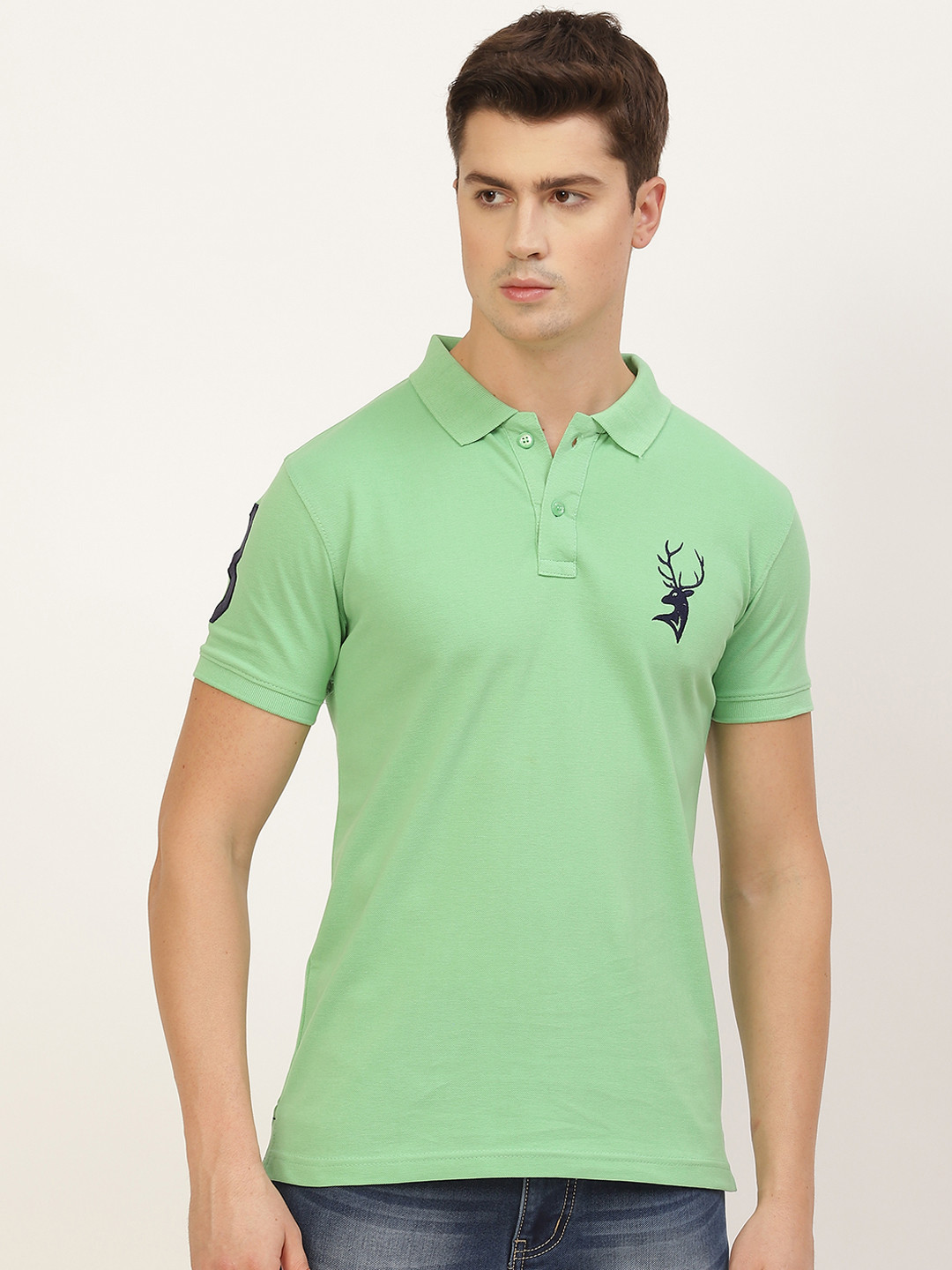 

PORTBLAIR Men Green Pique Polo Collar T-shirt