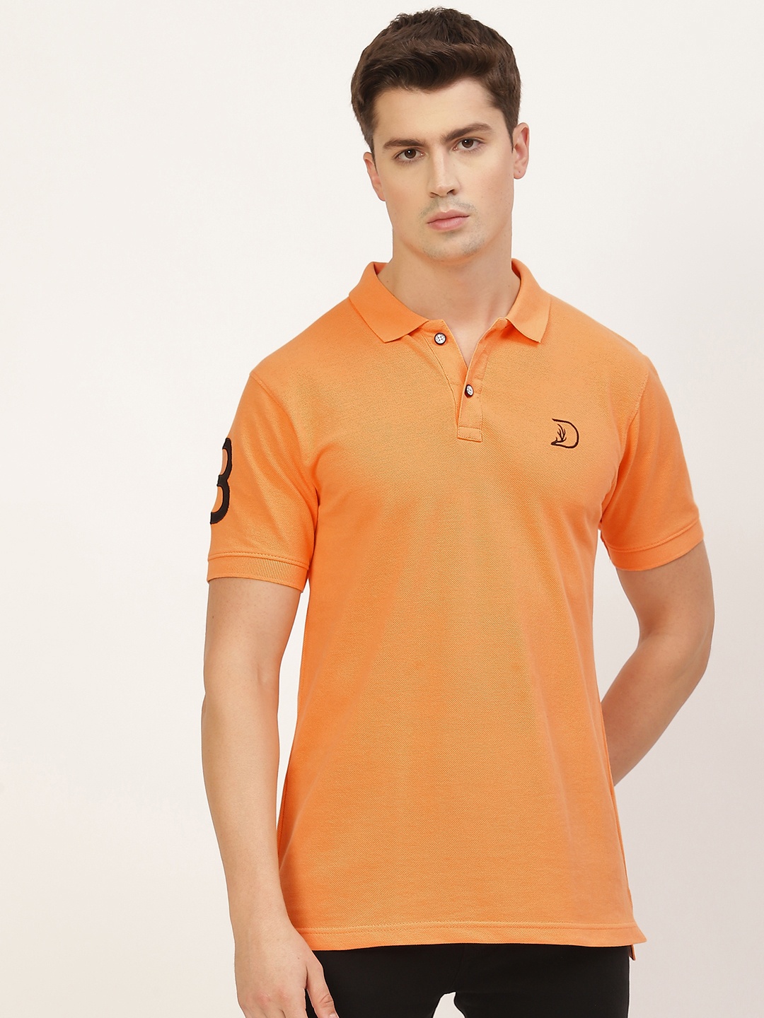 

PORTBLAIR Men Orange Pique Polo Collar T-shirt