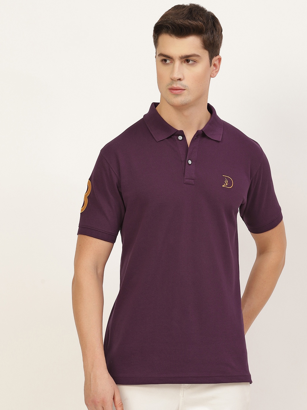 

PORTBLAIR Men Purple Pique Polo Collar T-shirt