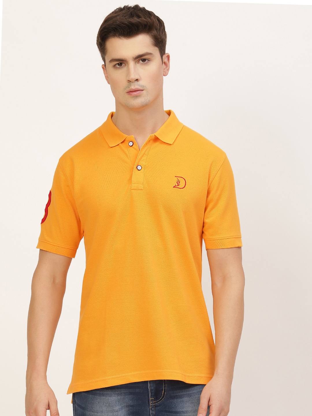 

PORTBLAIR Men Mustard Yellow Pique Polo Collar T-shirt