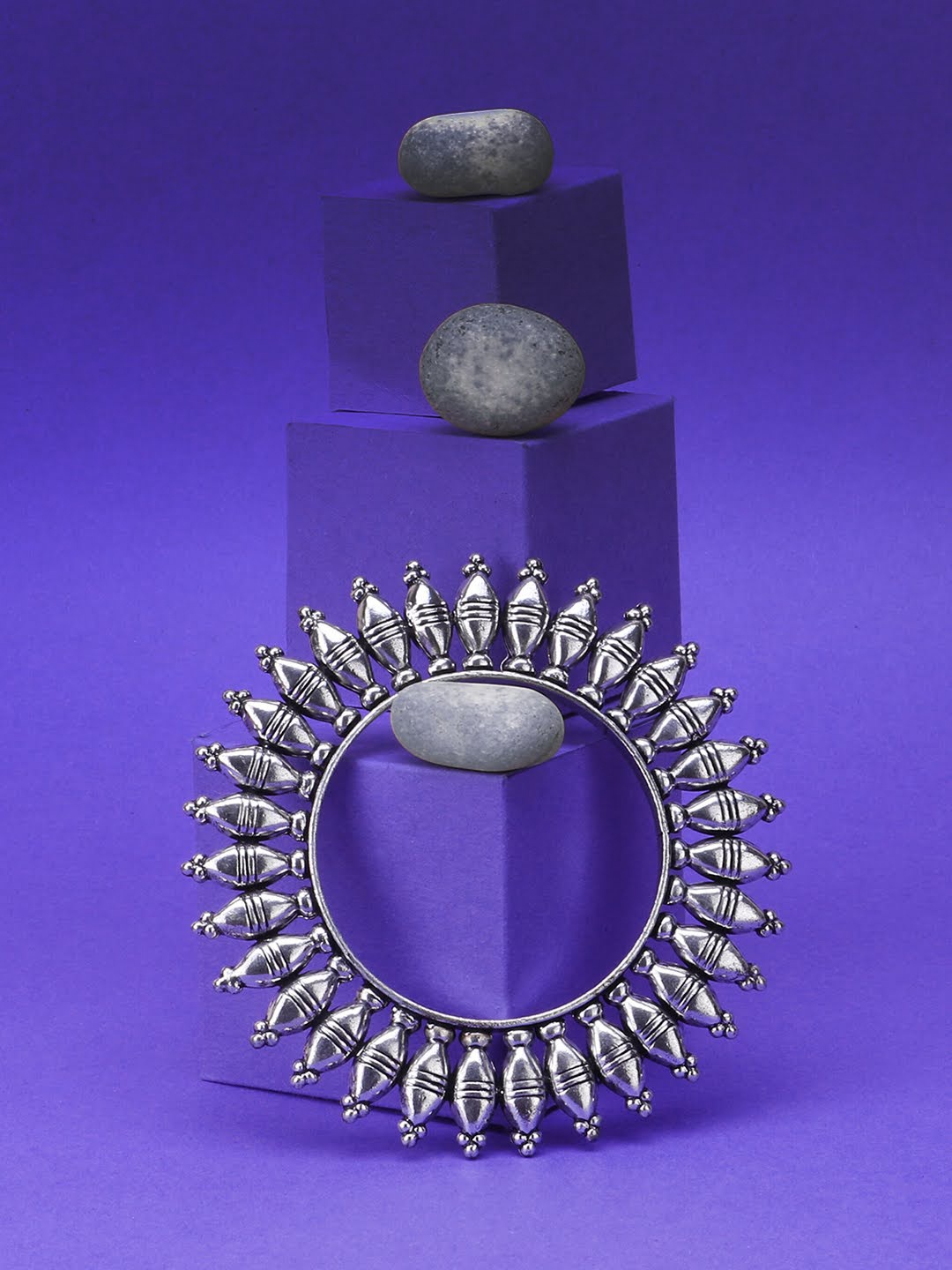 

Adwitiya Collection Set Of 2 Oxidised Silver-Plated Brass Bangle