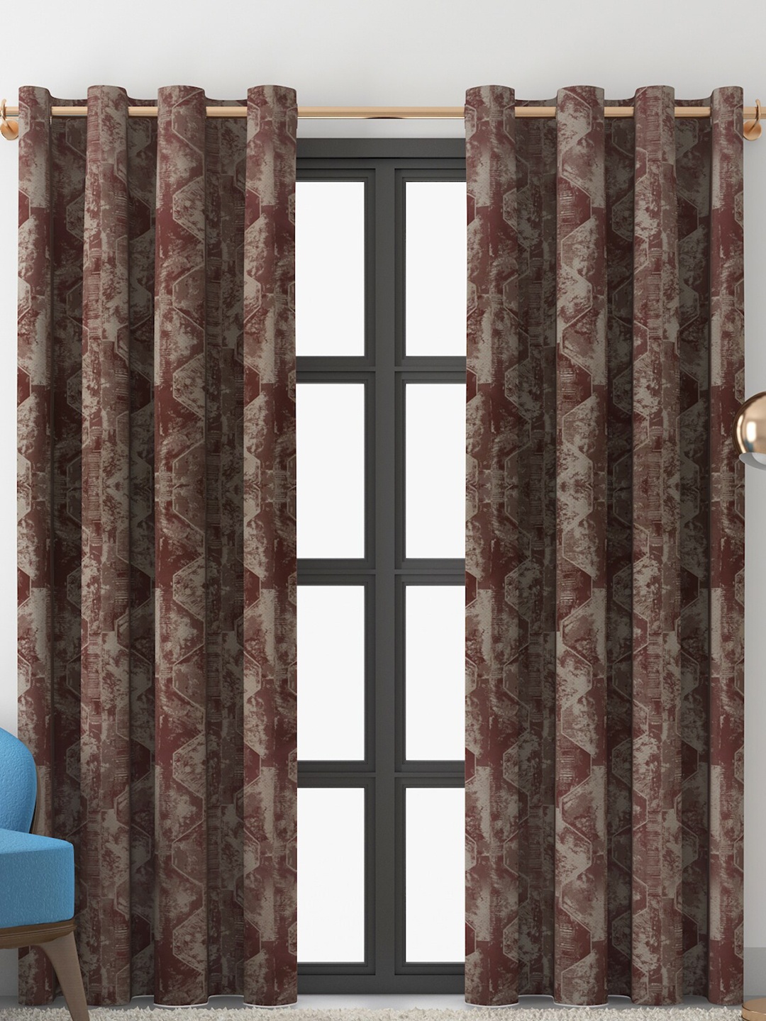 

HomeTown Maroon & Brown Set of 2 Room Darkening Door Curtain
