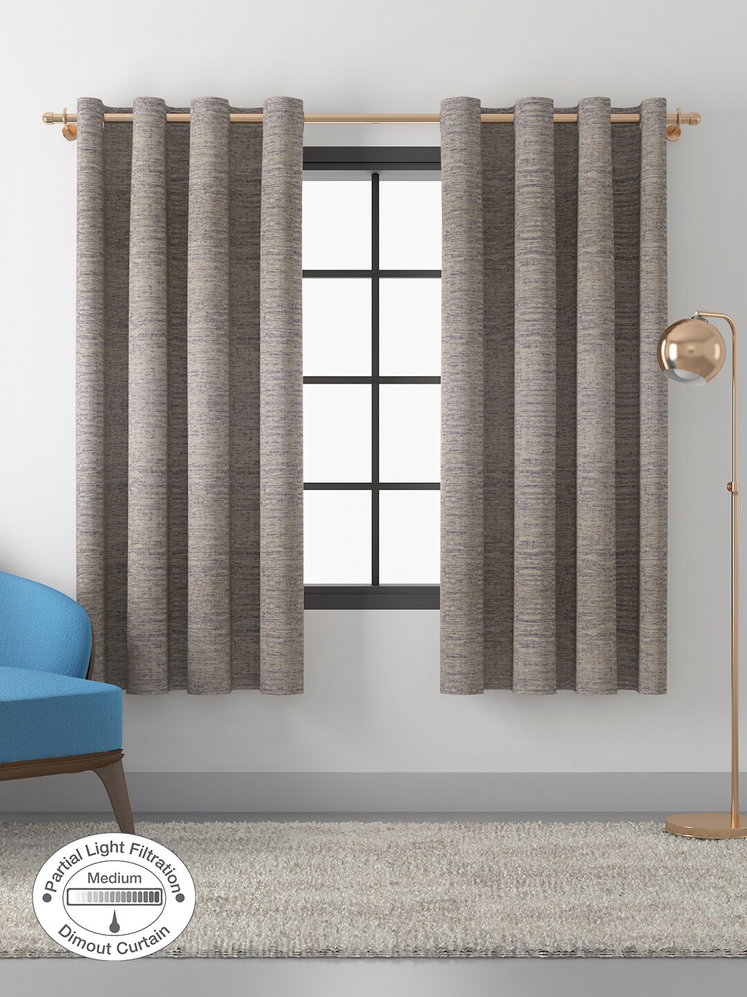 

HomeTown Navy Blue & Beige Set of 2 Room Darkening Window Curtain