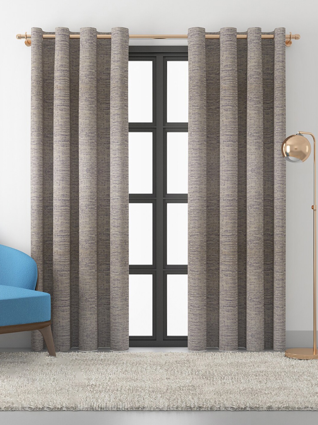 

HomeTown Set of 2 Blue & Grey Room Darkening Door Curtain