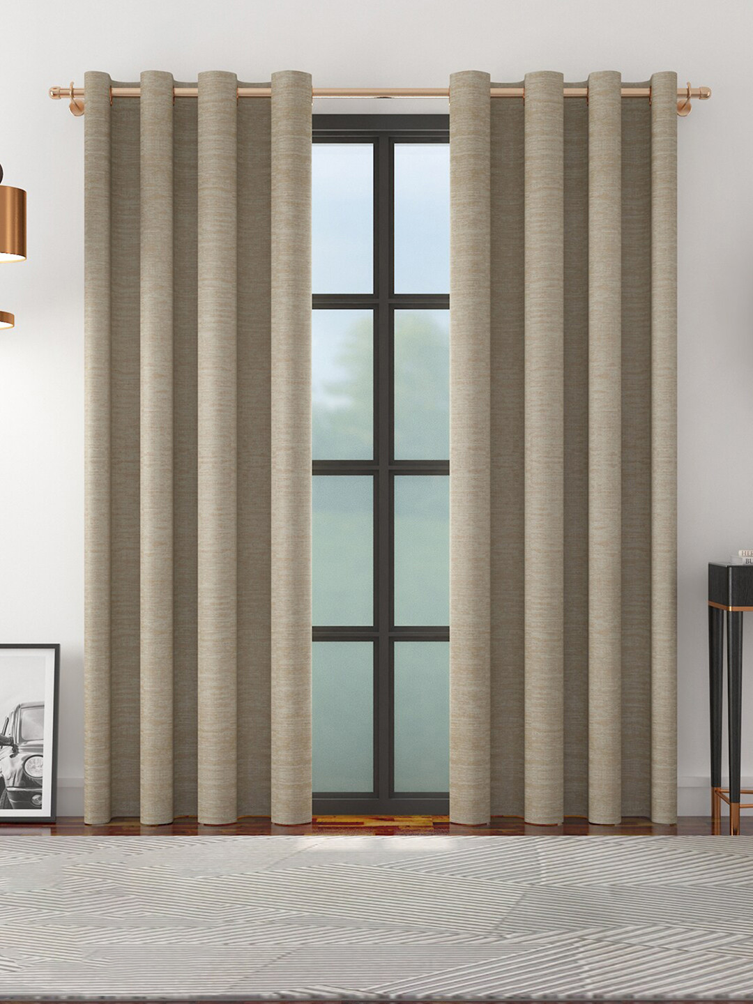 

HomeTown Set of 2 Off White & Beige Room Darkening Door Curtain