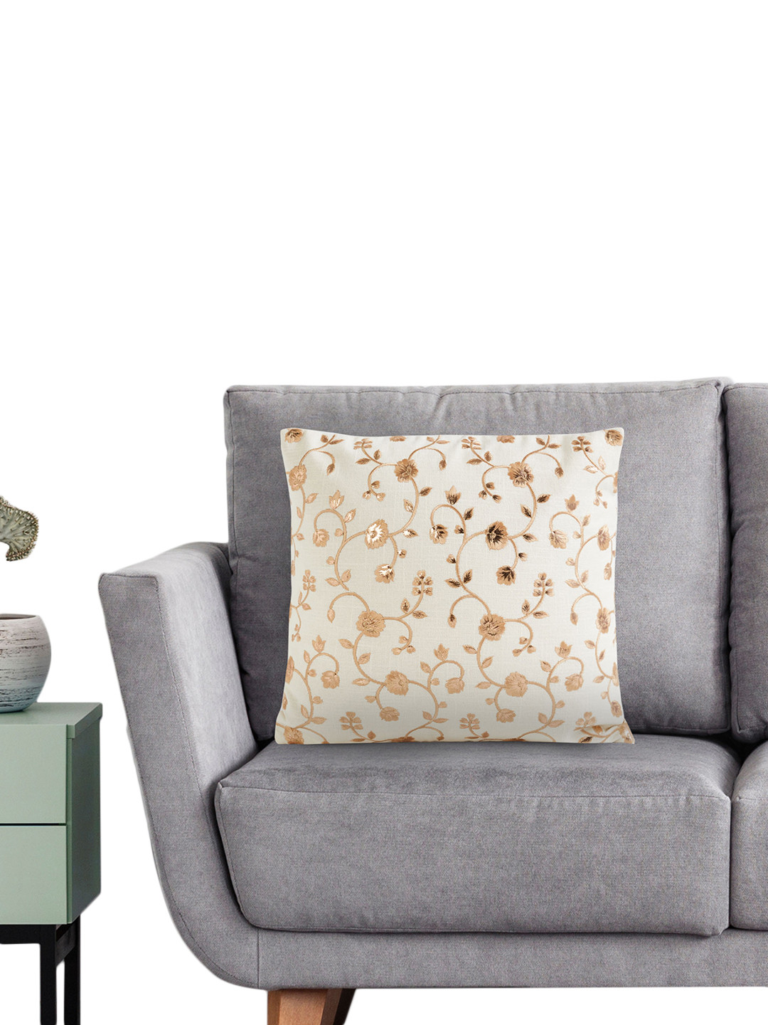 

Home Centre Floral Square Cushion Covers, Cream