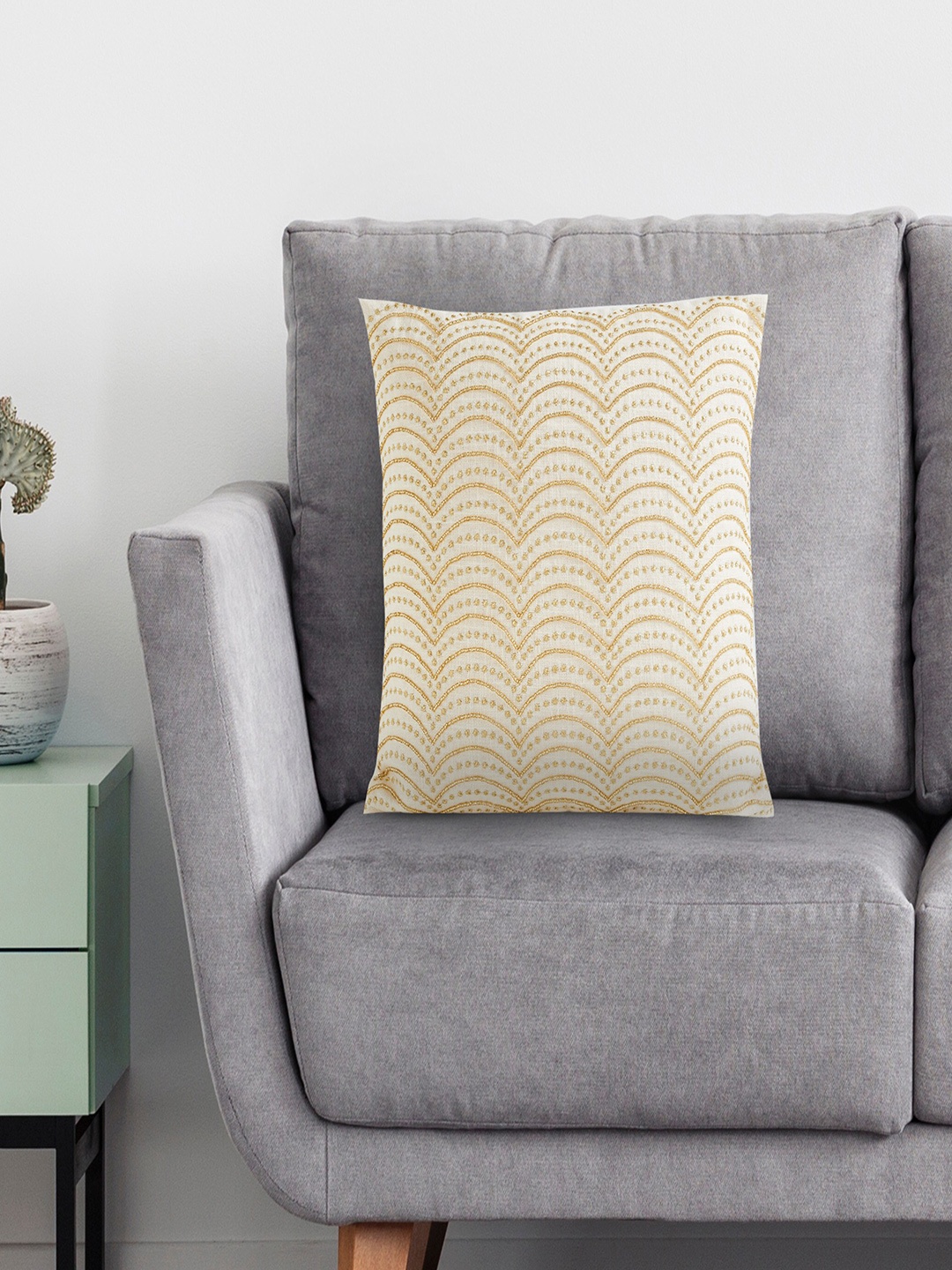 

Home Centre Ethnic Motifs Square Cushion Covers, White