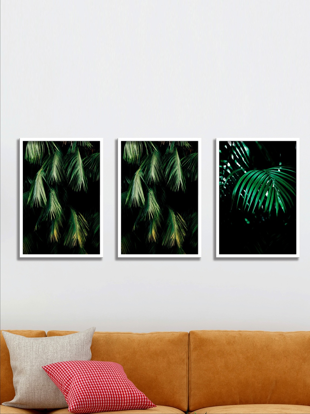 

SAF Set Of 3 White & Green Printed Framed Wall Art