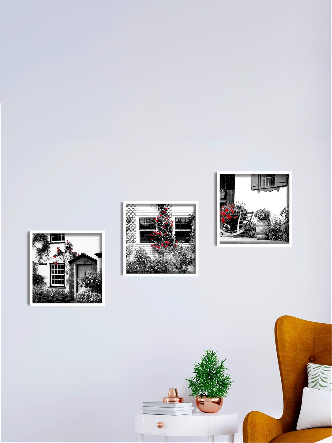 

SAF Set Of 3 White Textured Modern Art Painting Wall Art