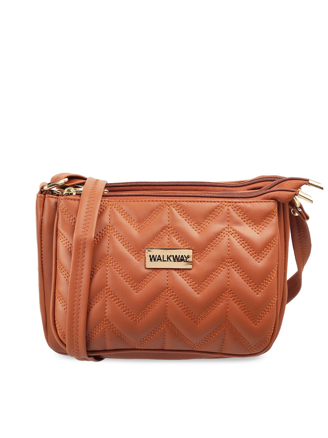 

WALKWAY by Metro Tan Textured Structured Sling Bag