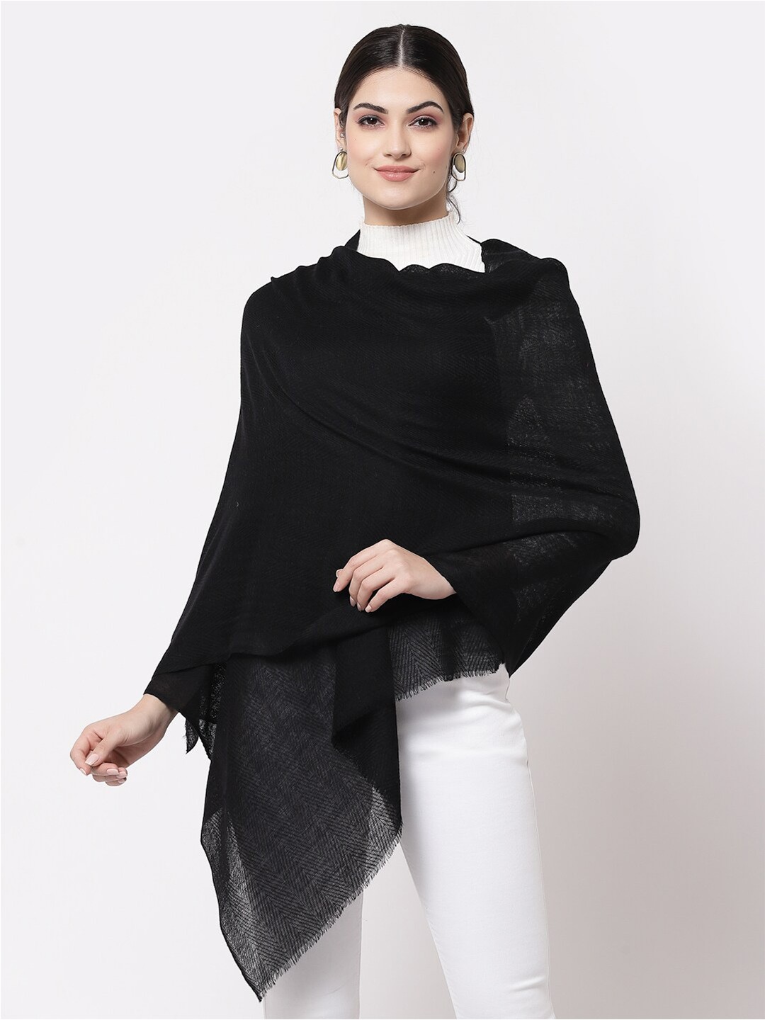

Calvadoss Women Solid Wool Stole, Black