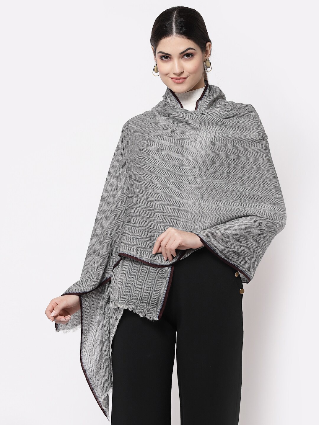 

Calvadoss Women Solid Wool Stole, Grey