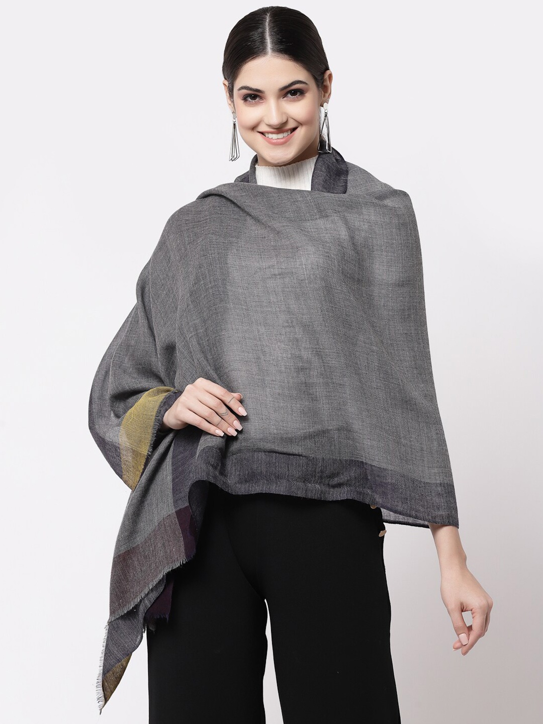 

Calvadoss Women Solid Wool Stole, Grey