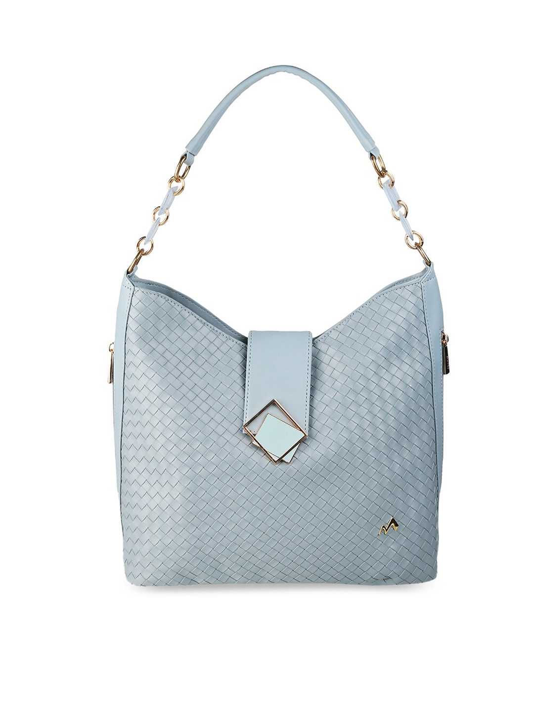 

Metro Blue Textured Bucket Hobo Bag with Quilted