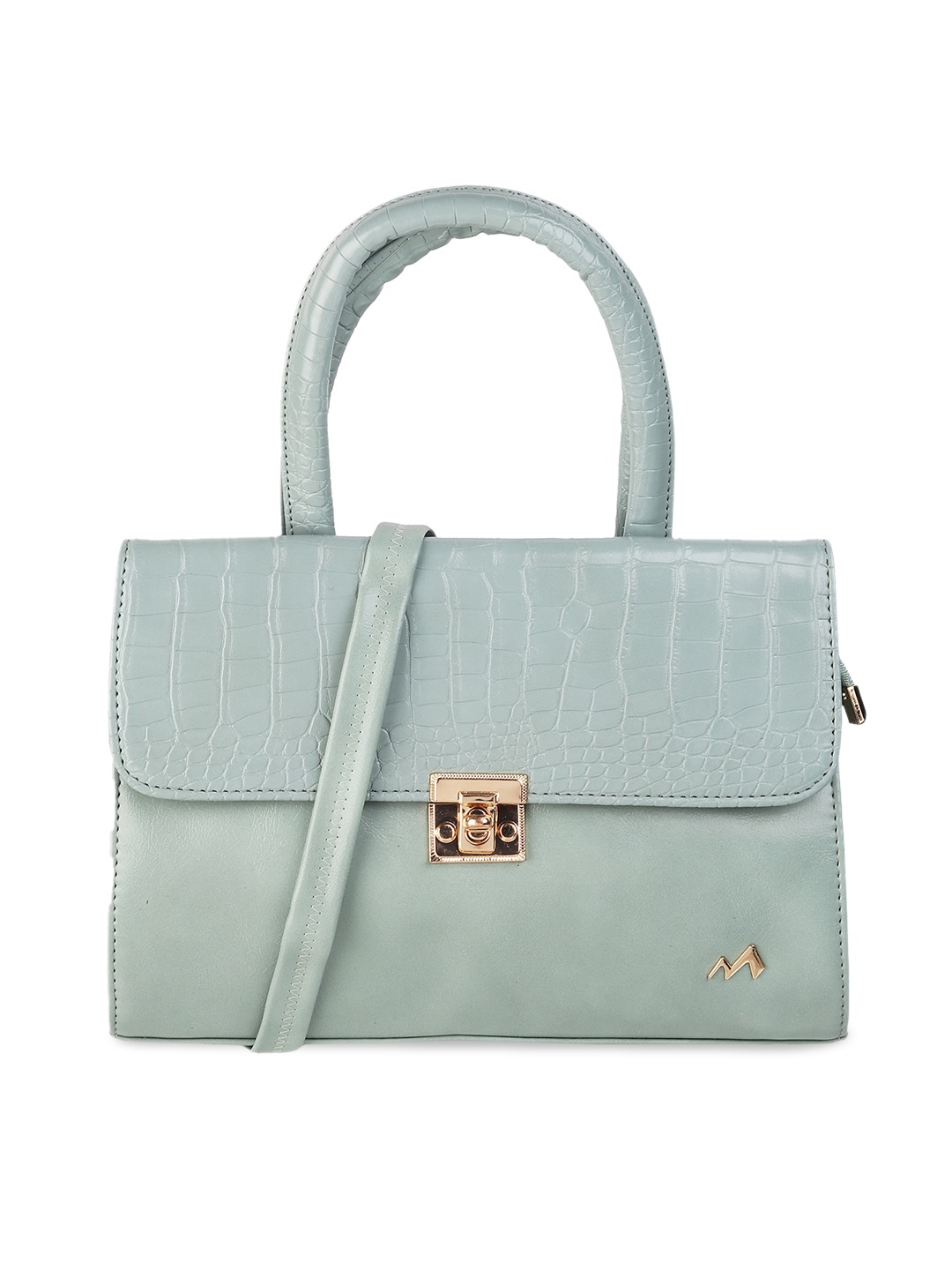 

Metro Green Textured Structured Satchel with Quilted