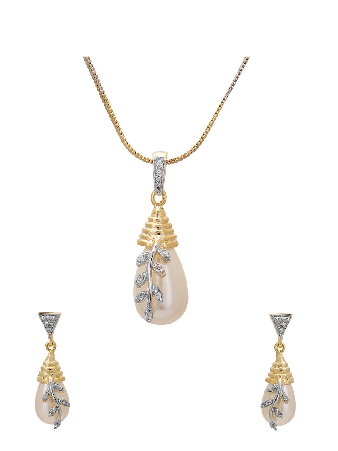 

Adwitiya Collection 24CT Gold-Plated White Stone-Studded Jewellery Set