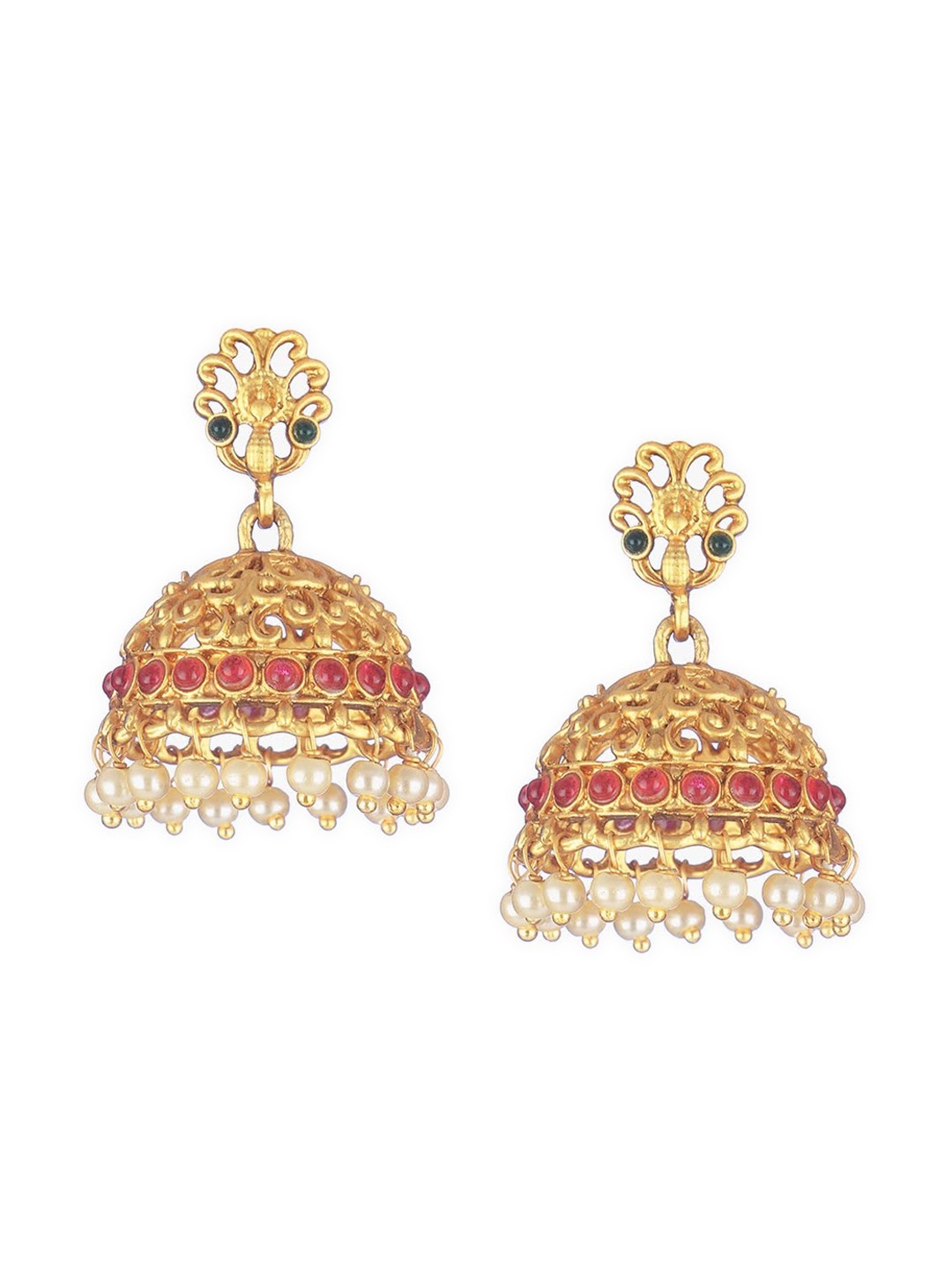

Adwitiya Collection Women Gold-Toned Dome Shaped Jhumkas Earrings