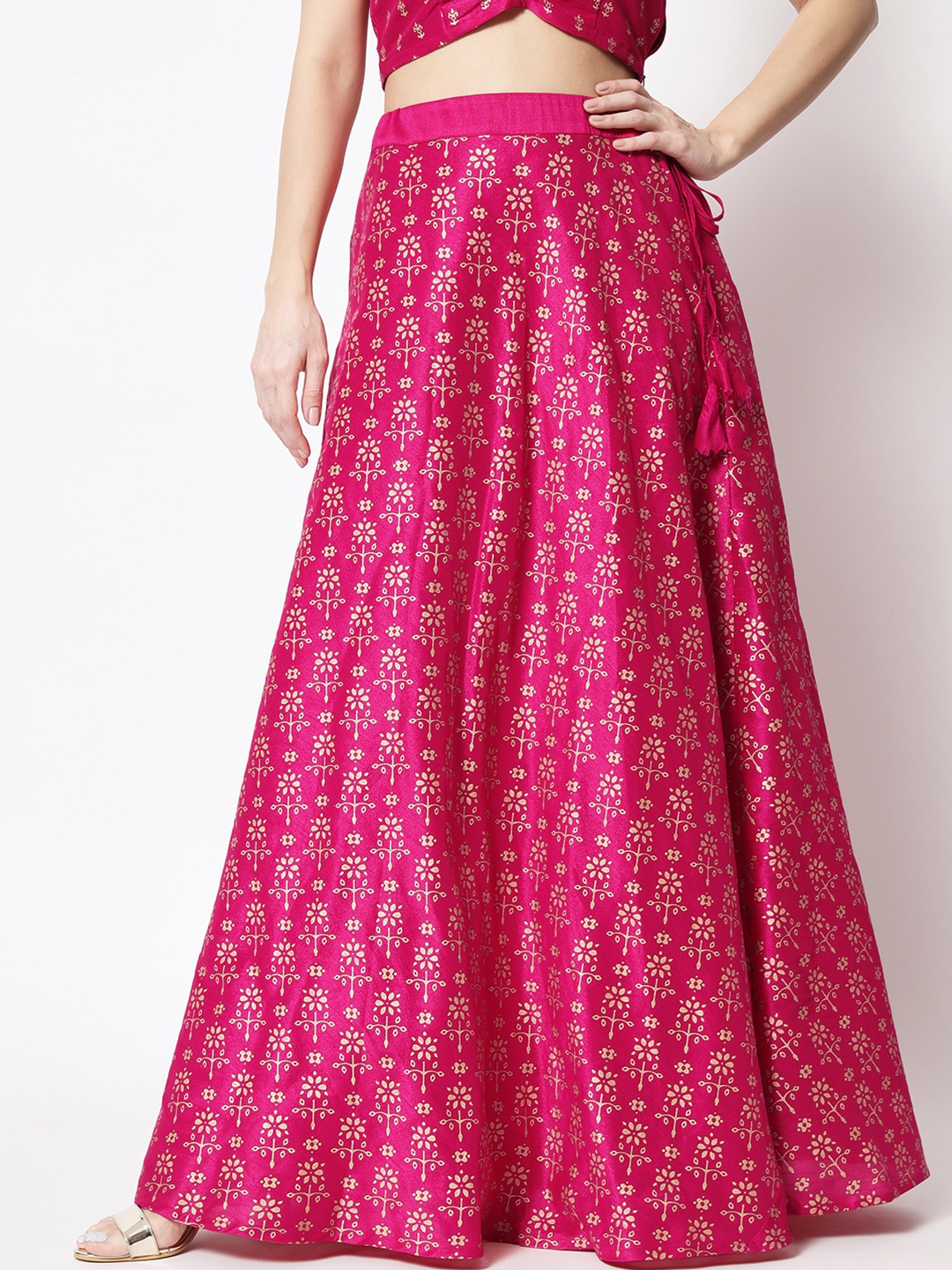 

studio rasa Women Magenta Floral Hand Block Printed Skirt