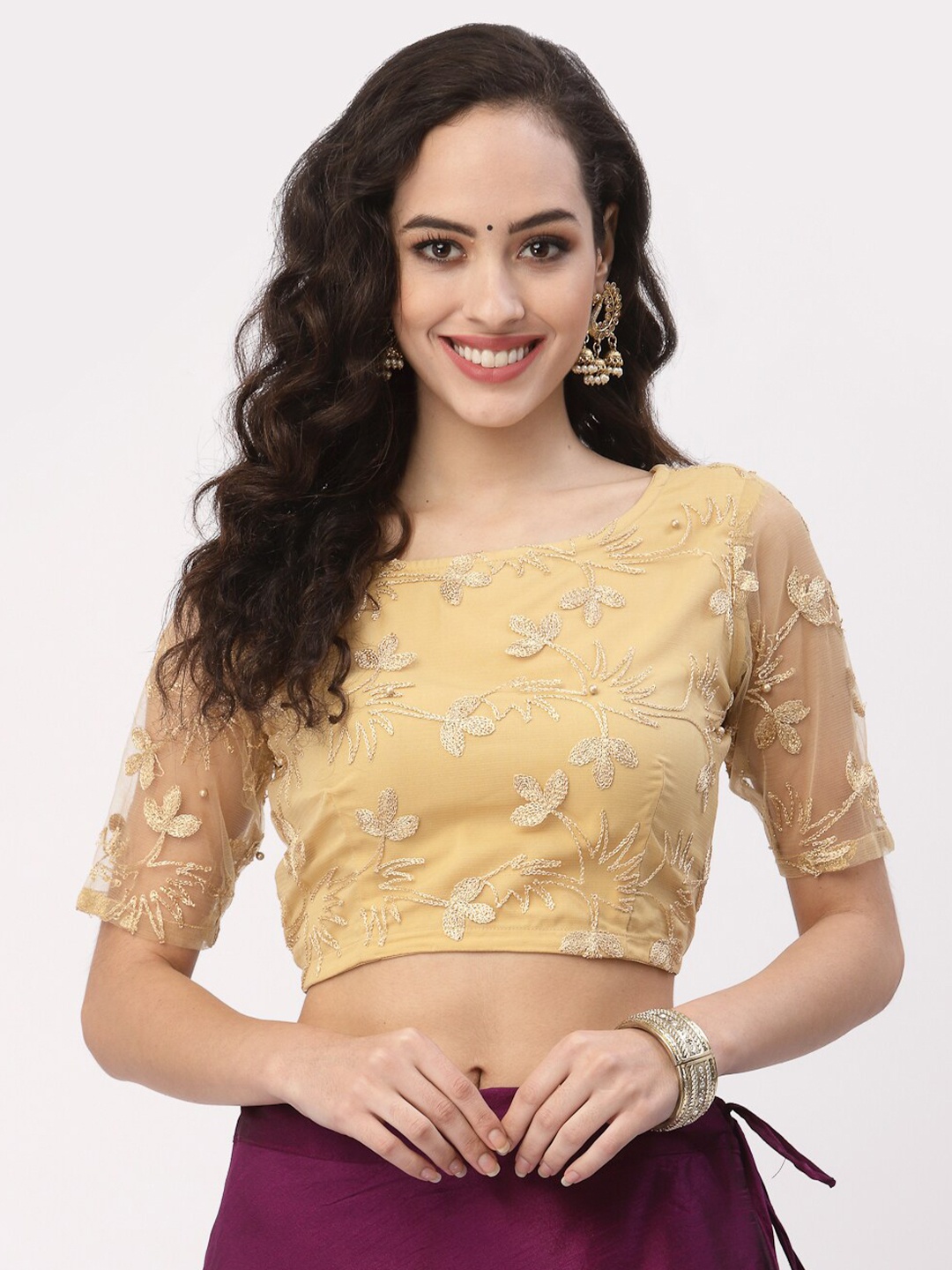 studio rasa Women Beige Embroidered Top