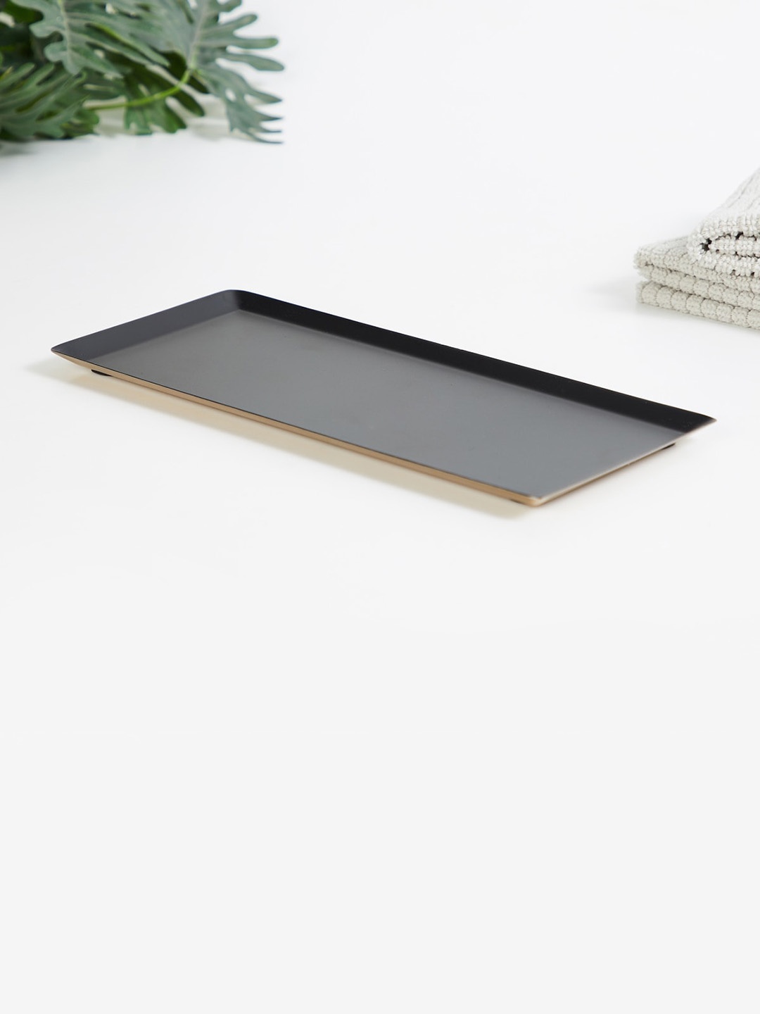 

Home Centre Gold Textured Stainless Steel Tray Serveware