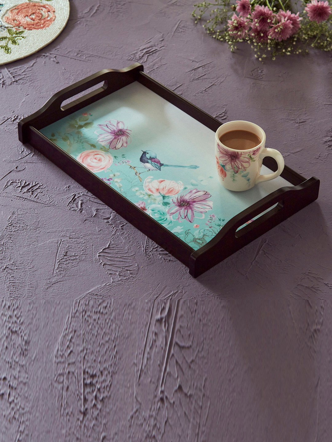 

Home Centre Green Printed Serving Tray