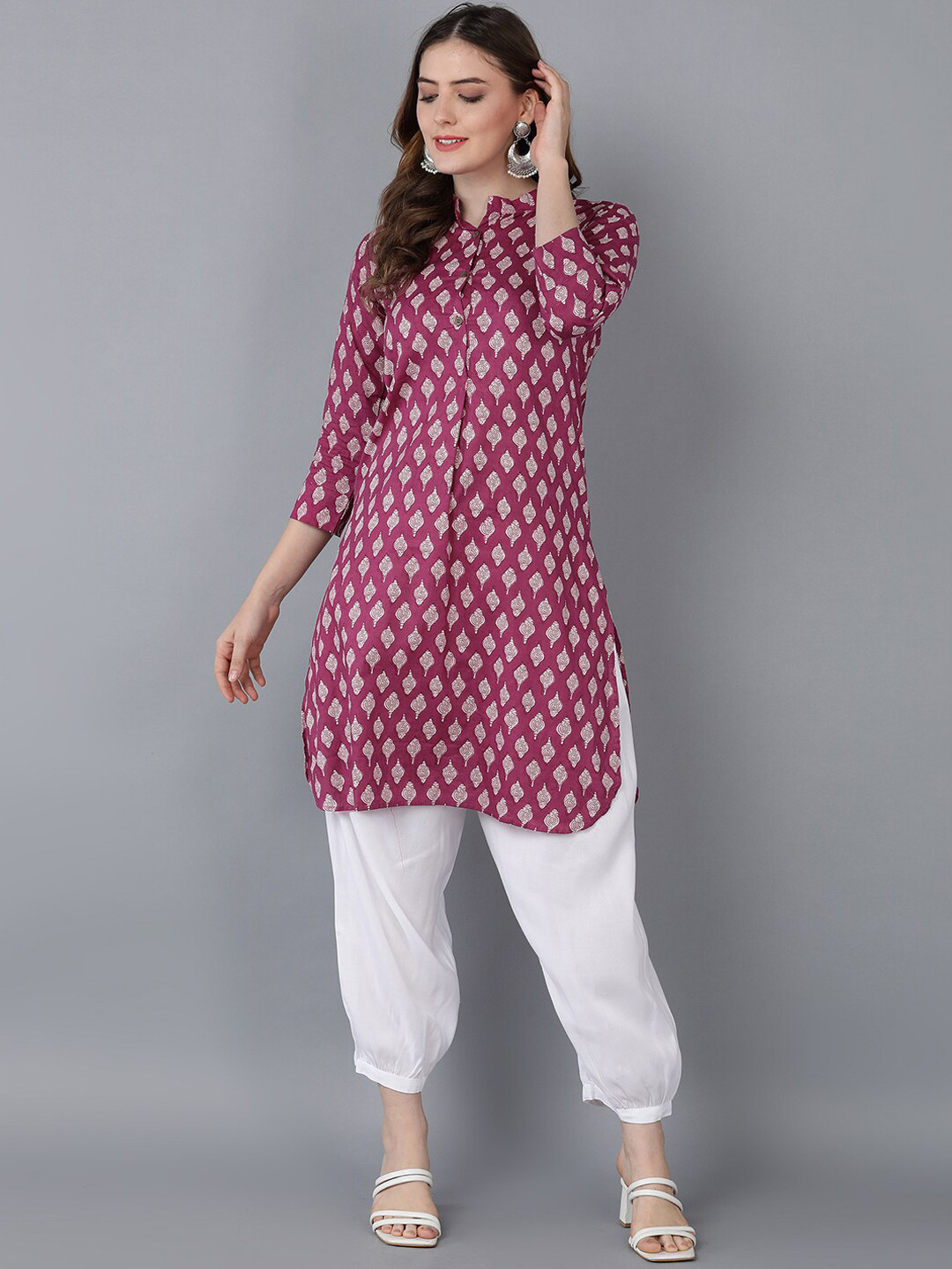 

Sangria Women Magenta Cotton Ethnic Motifs Printed Kurta