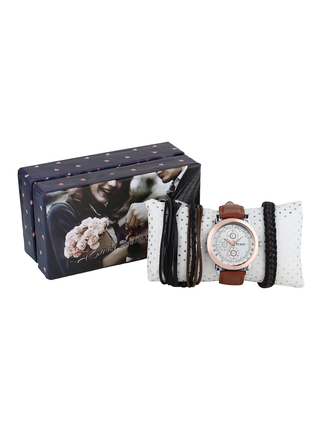 

FLUID Men Solid Watch & Bracelet Gift Set, White