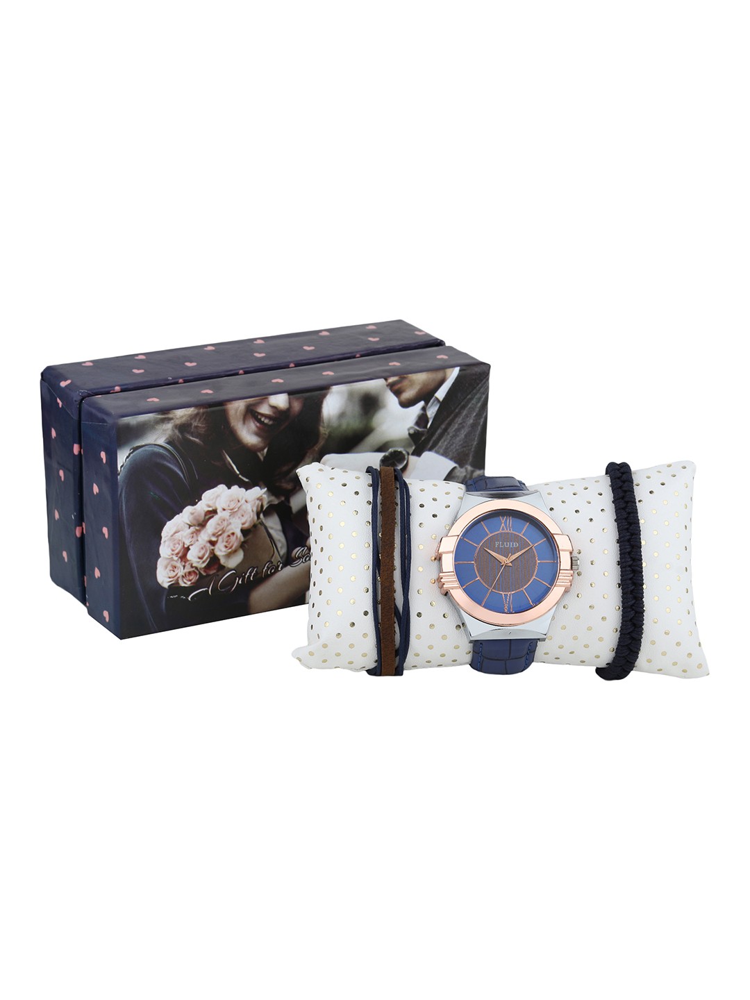 

FLUID Men Watch & Leather Bracelet Gift Set, Blue