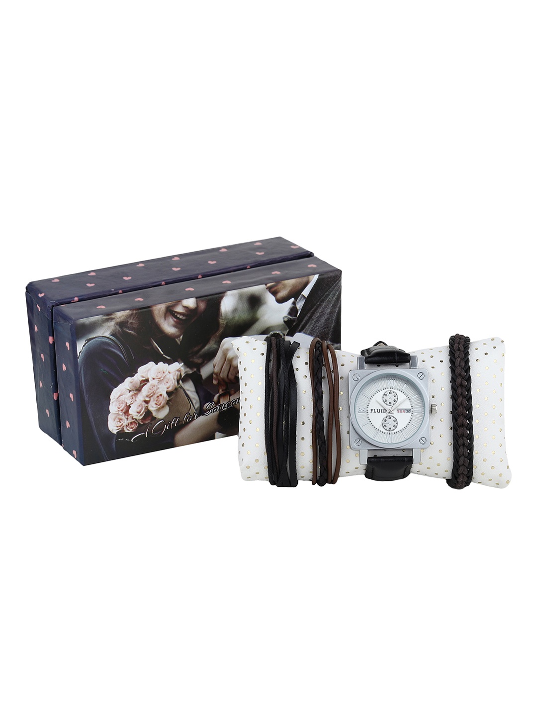 

FLUID Men White Watch & Bracelet Gift Set