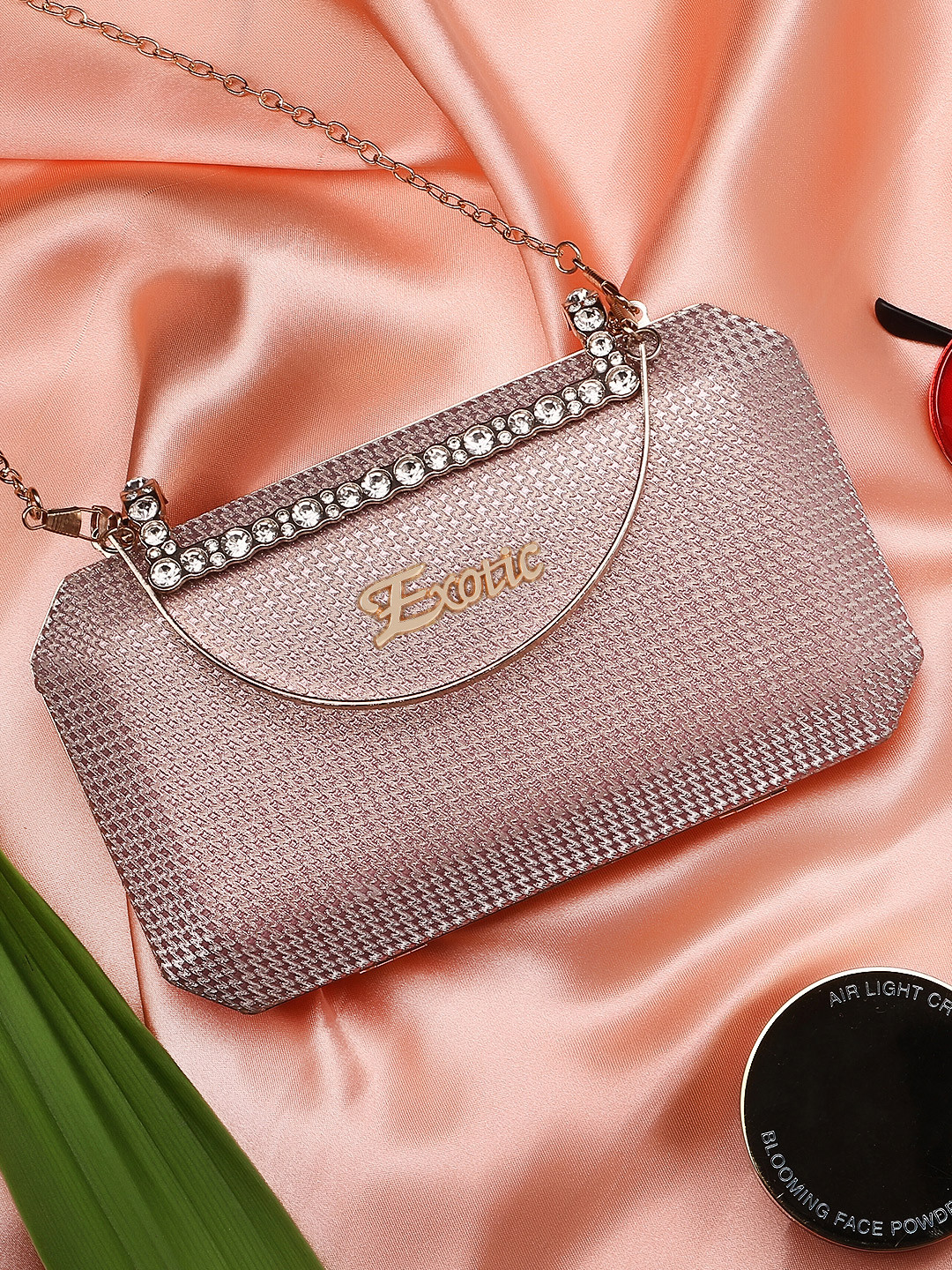 

Exotic Pink Embellished Box Clutch