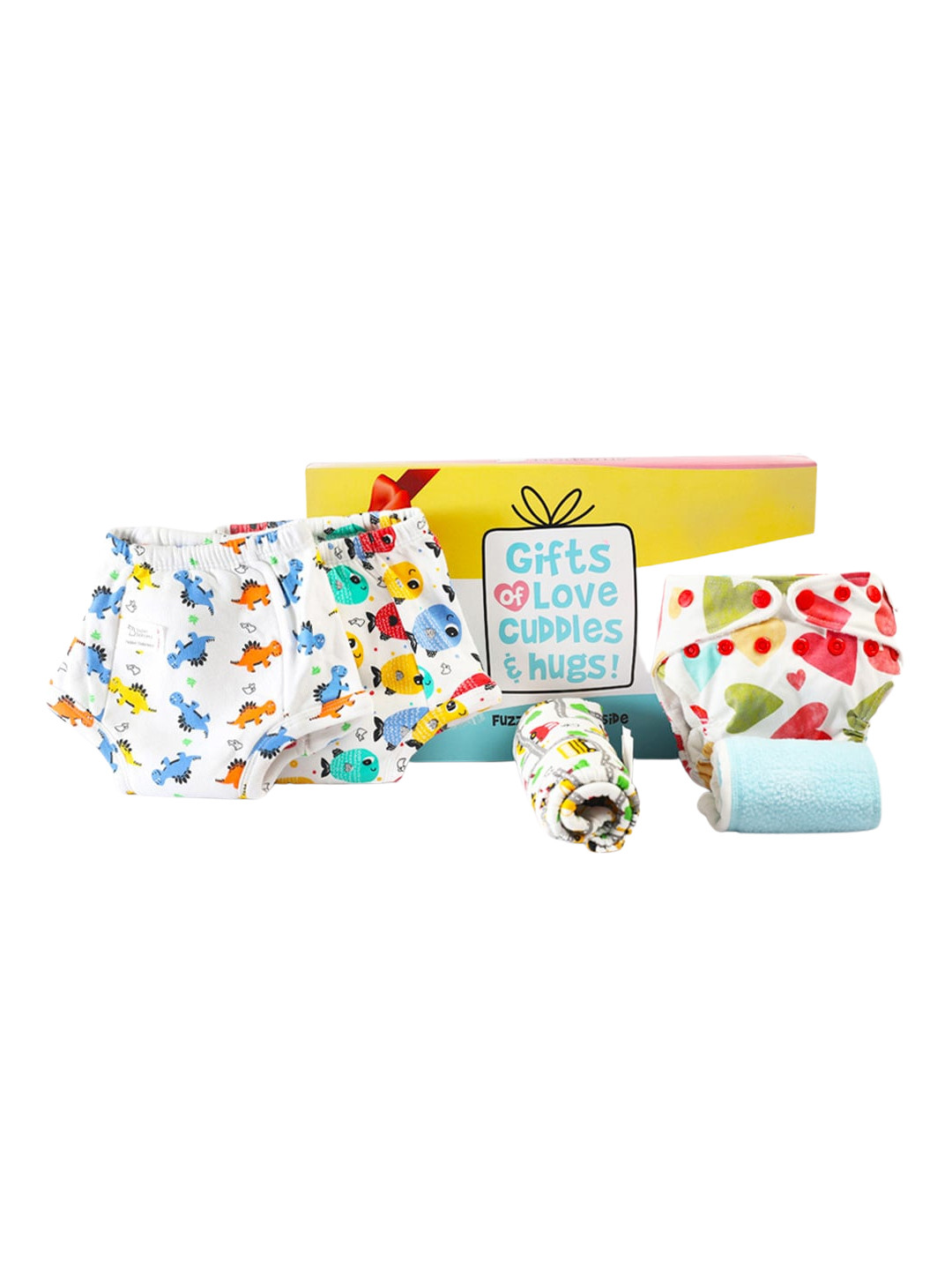 

SuperBottoms Kids Pack Of 3 White Printed Baby Apparel Gift Set